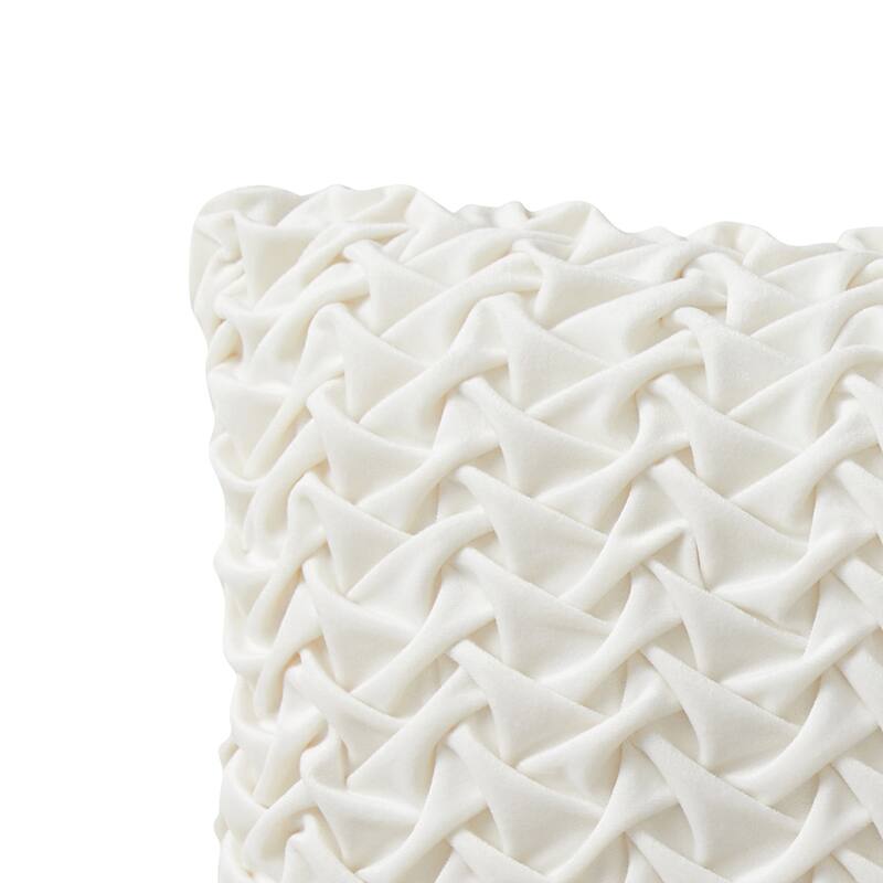 VCNY Home 16" x 24" Ivory Smocked Velvet Oblong Decorative Pillow On